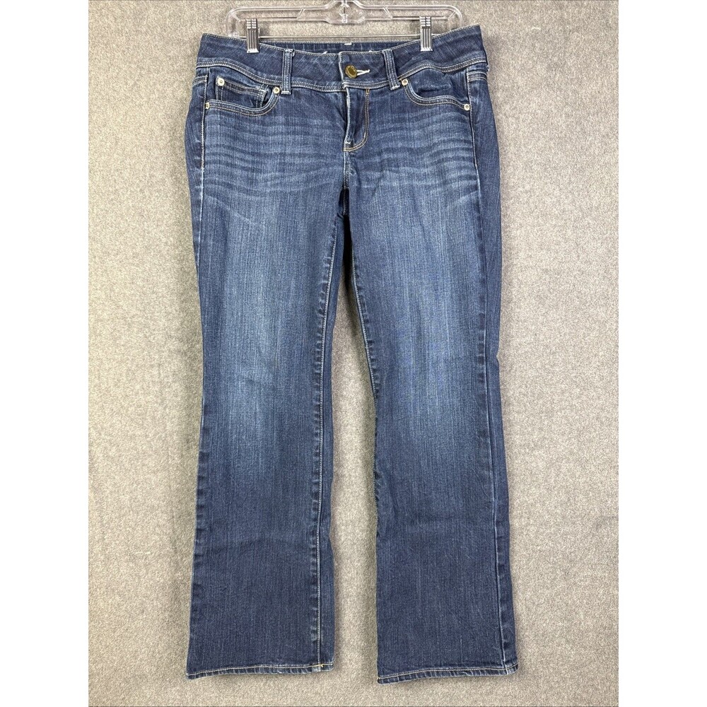 American Eagle Stretch Slim Boot Jeans Women 8S Blue Dark Wash Low Rise #7